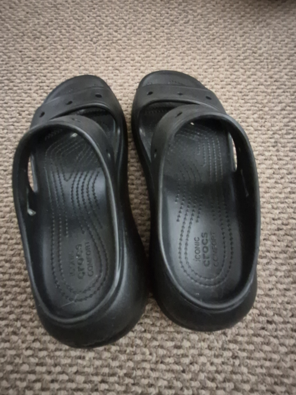CROCS Women’s Black Platform Sandals Slide Mules - Picture 3 of 4